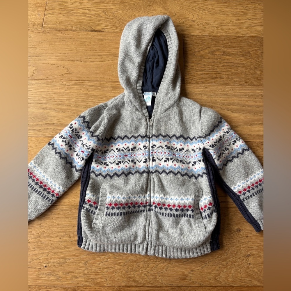 Janie and jack fair isle nordic zip up sweater jacket boys 3t